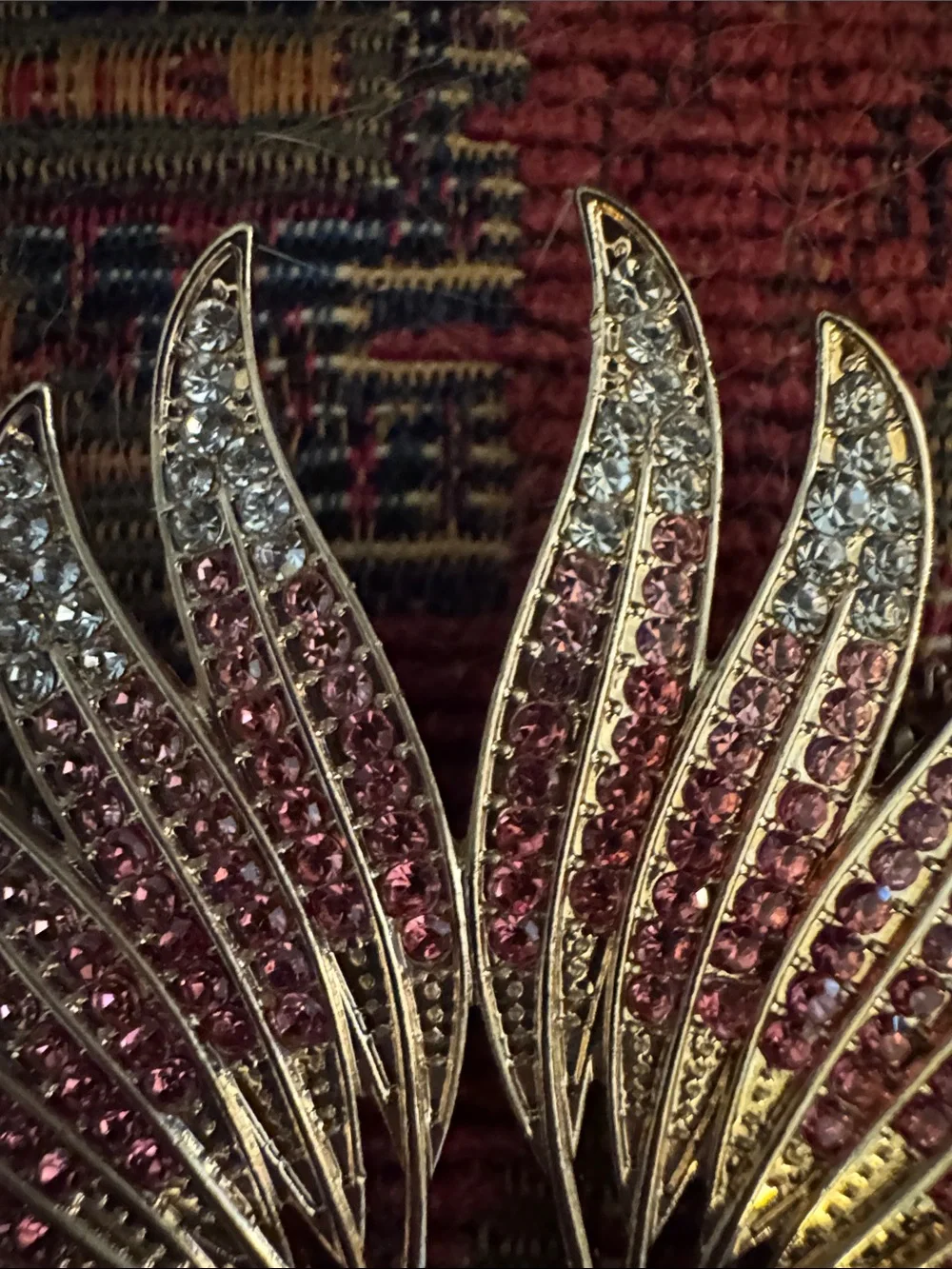 NWOT Gold-Tone Pink Crystal Wing Brooch Pair - Women Jewelry